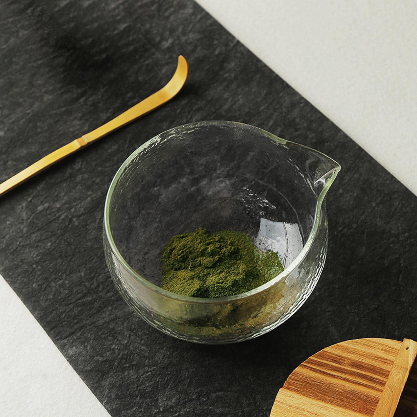 Teksturowana szklana miska na matcha odporna na ciepło odporna na zarysowania herbata do domu