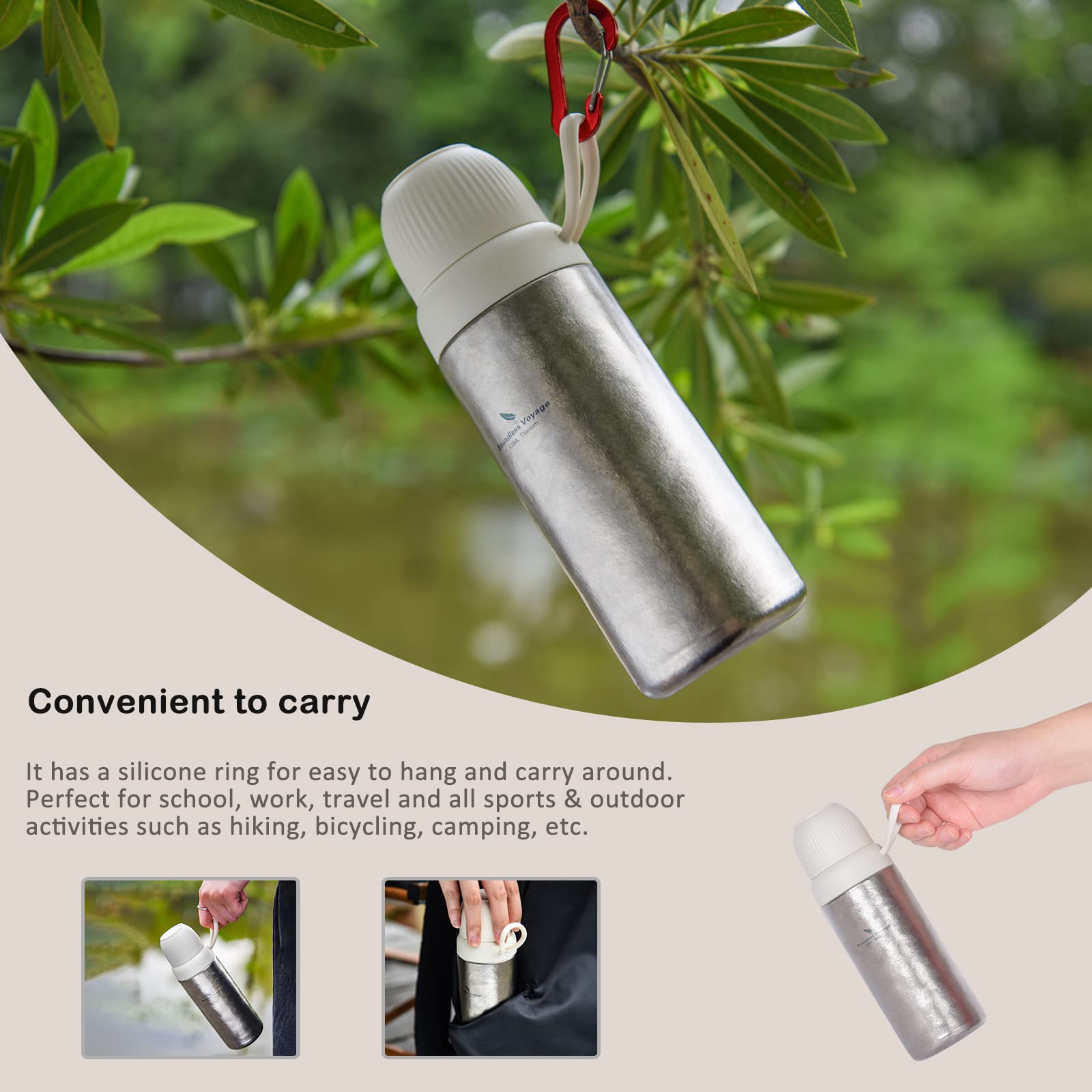 Boundless Voyage Titan-Flasche Isolierte Auslaufsichere Sport-Wasserflasche Wiederverwendbare Getränkebehälter mit Griff Gym Wasserkrug Für Kalte & Heiße Getränke Ti3015D