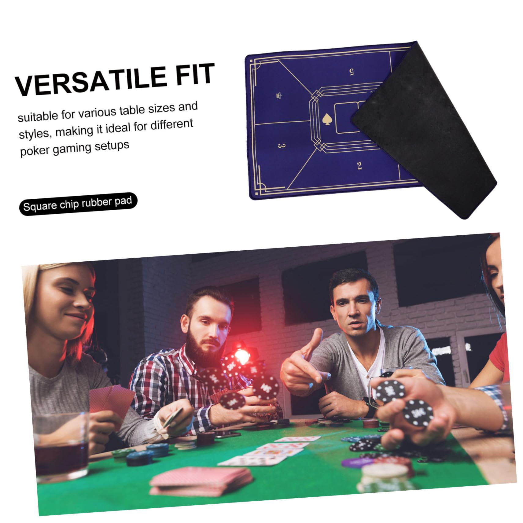 BESPORTBLE Tapete para Mesa de Póquer Azul de Resina y Goma Antideslizante, Fácil de Limpiar, Multipropósito para Entretenimiento en Casa y Fiestas Nocturnas