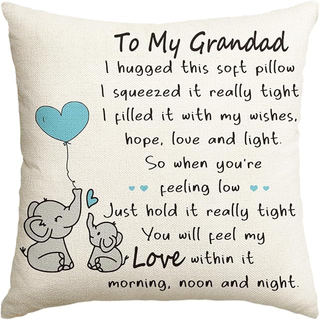 Artoid Mode Grandad Gifts From Granddaughter Grandson Grandpa Cushion Cover, 45x45 cm Decorative Father's Day Birthday Throw Pillow Cover Case Decor