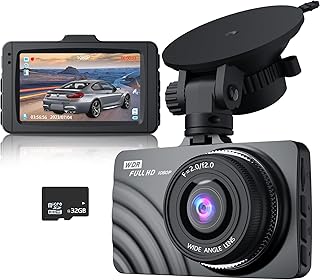 NOLYTH Dash Cam 1080P Dash Camera for Cars Full HD Dashcam Front Car Camera with Free 32G SD Card, 3" LCD Dash Cams for Cars, F2.0 Glass Lens, WDR, Night Vision, Parking Monitor