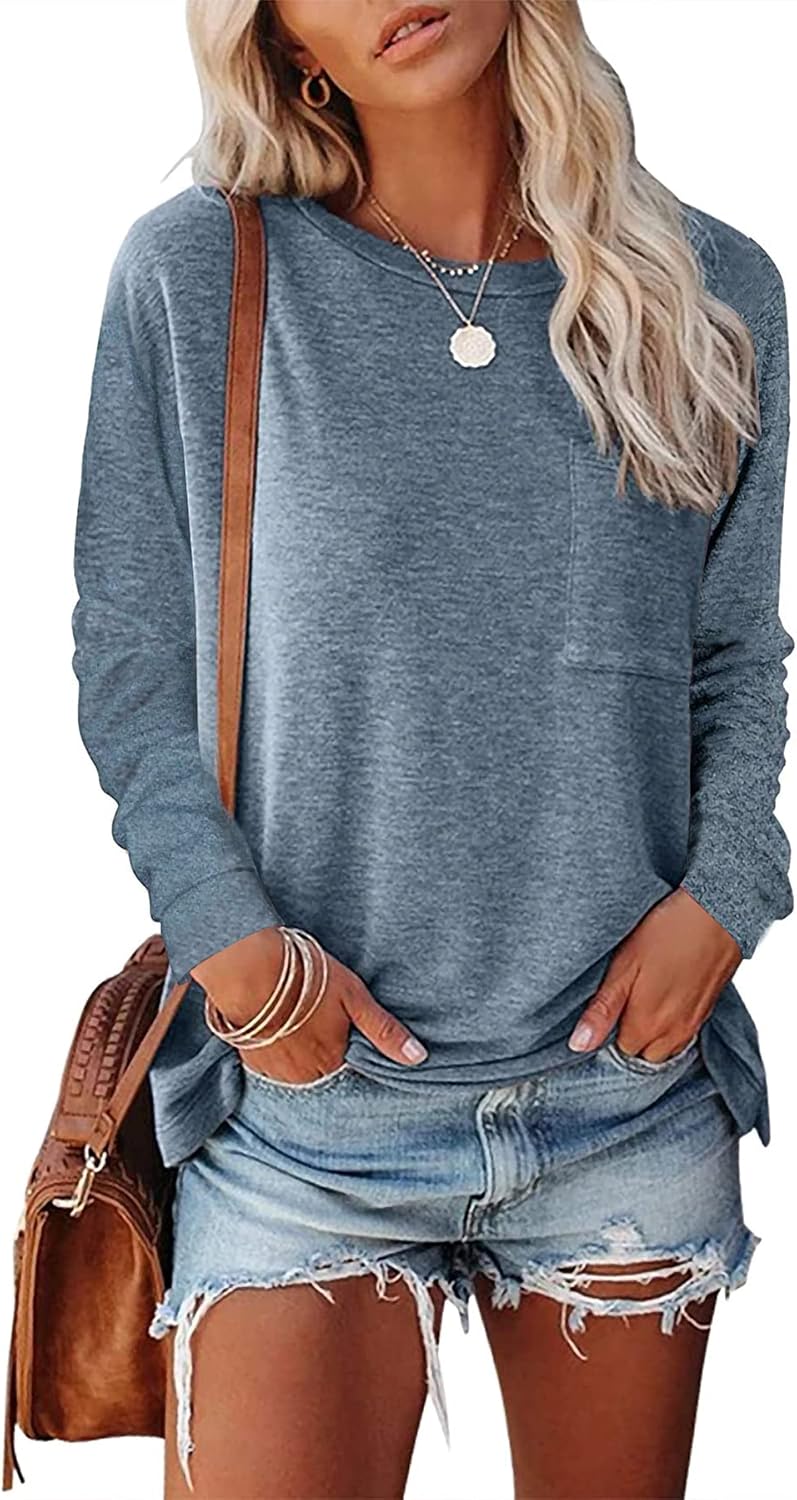 NEYOUQE Womens Summer Fall Basic Plain Tees Shirt Long/Short Sleeve T Shirts Casual Comfy Tops Trendy T-Shirts(S-XXL)