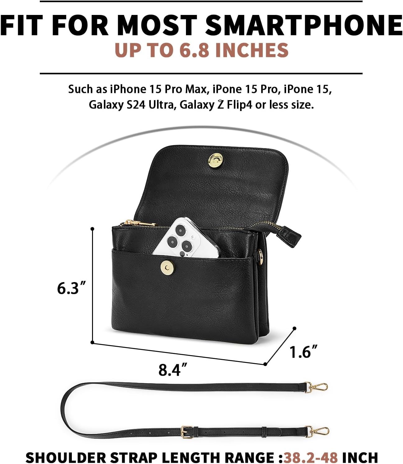 CHOLISS Small Crossbody Bags for Women, Vegan Leather Cell Phone Purse, Mini Travel Purse with Adjustable Strap Womens Gifts - Image 3