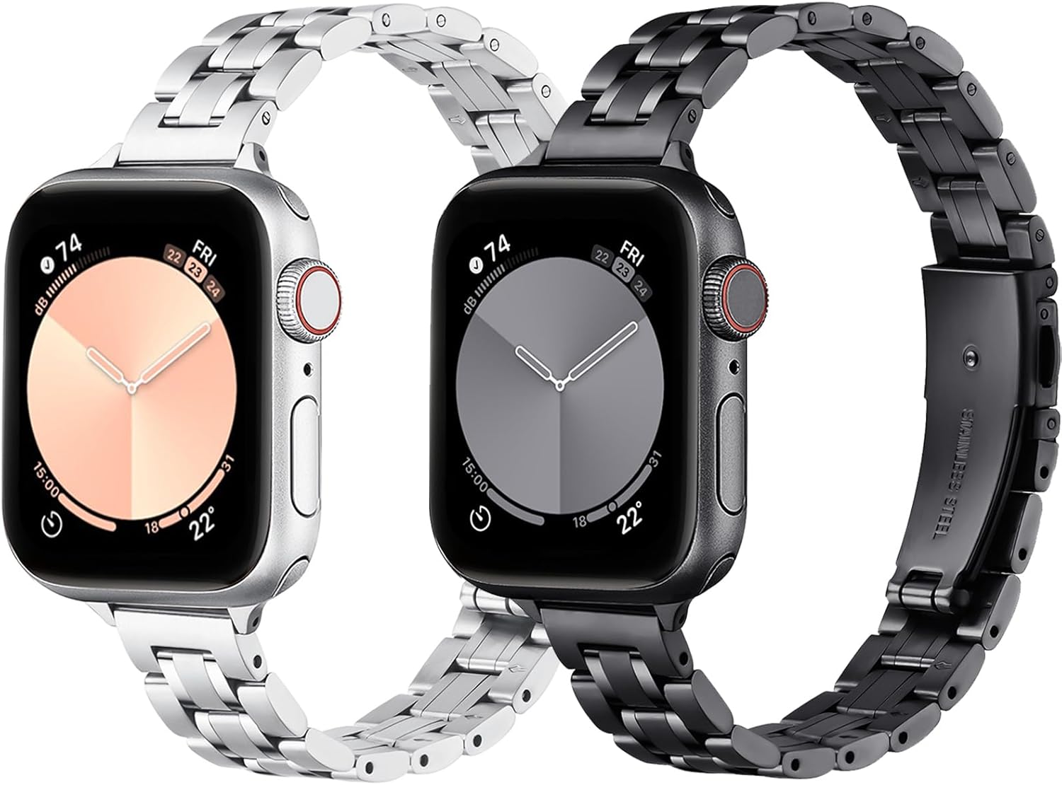 Bundle of the Silver and Black Metal Apple Watch Replacement Band