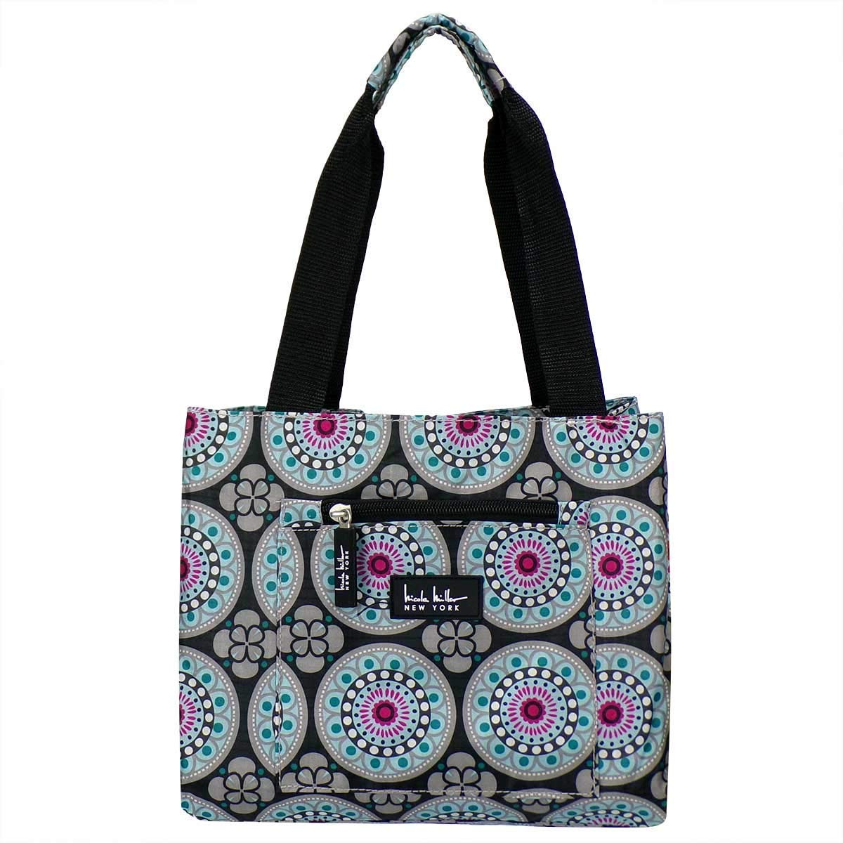 Nicole Miller Insulated Lunch Bag Tote Open Cooler Ice Bag Lunch Box for Food with Drink Bottle Holder