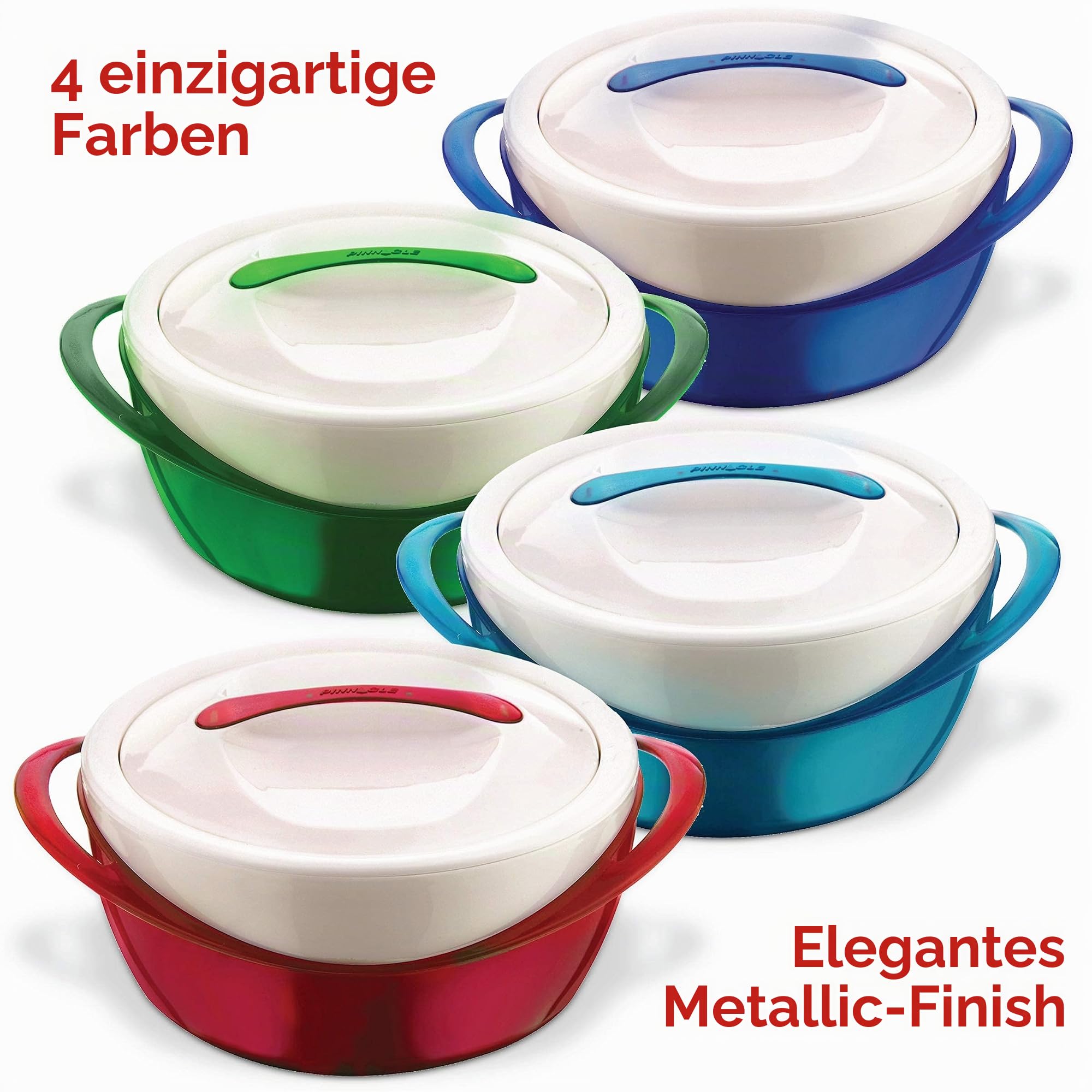 Pinnacle Thermoware Auflaufform – Große Suppen- und Salatschüssel – Isolierte Servierschüssel mit Deckel (rot, 3.6 qt)