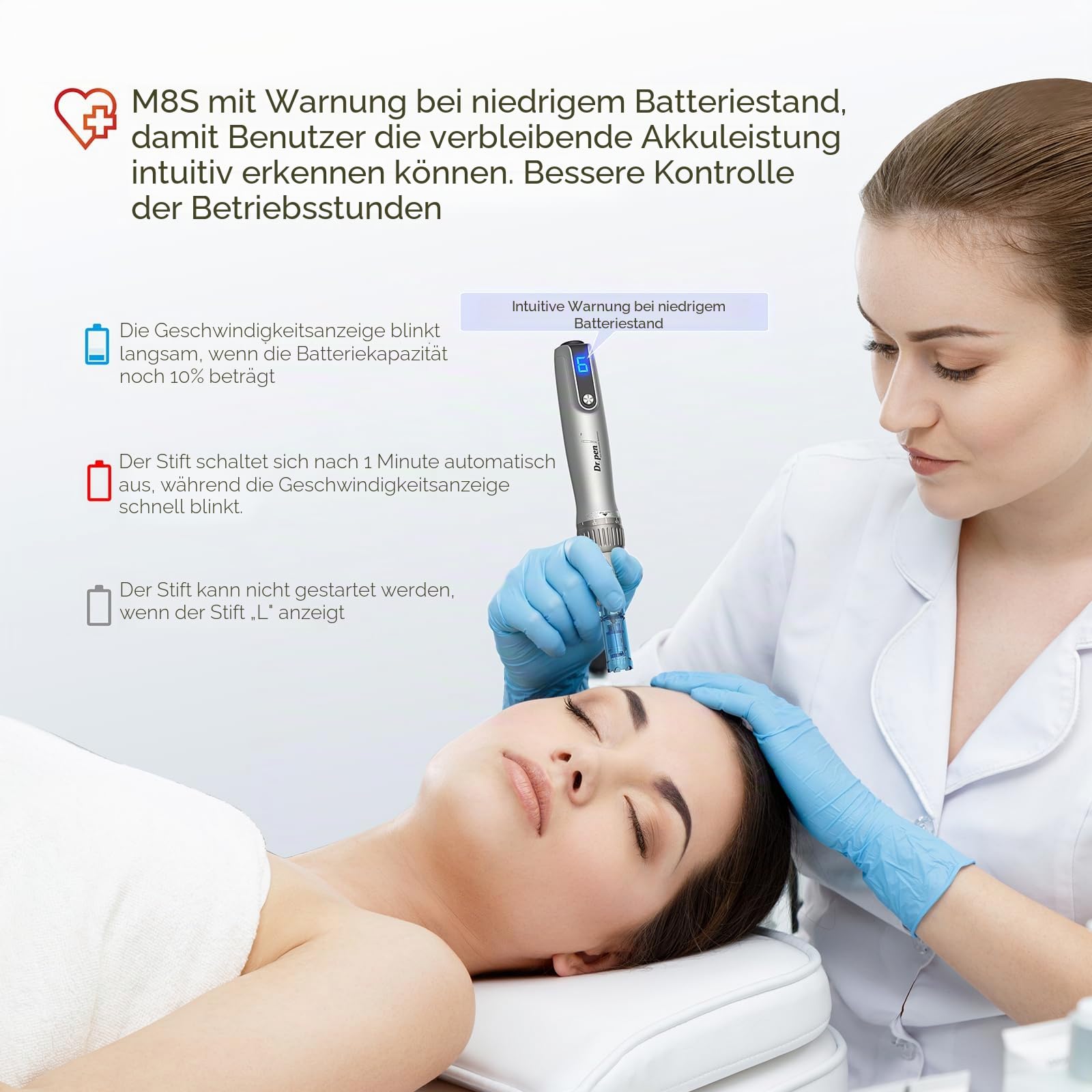 M8S Microneedling Pen Elektrisch,Professional Dermapen Kabellos Einstellbar 0-2,5mm mit LED Bildschirm und 6 Stufen inkl.22 Stk Nadelpatronen,Dermapen Microneedling für Gesicht und Körper M8SKIT-EU