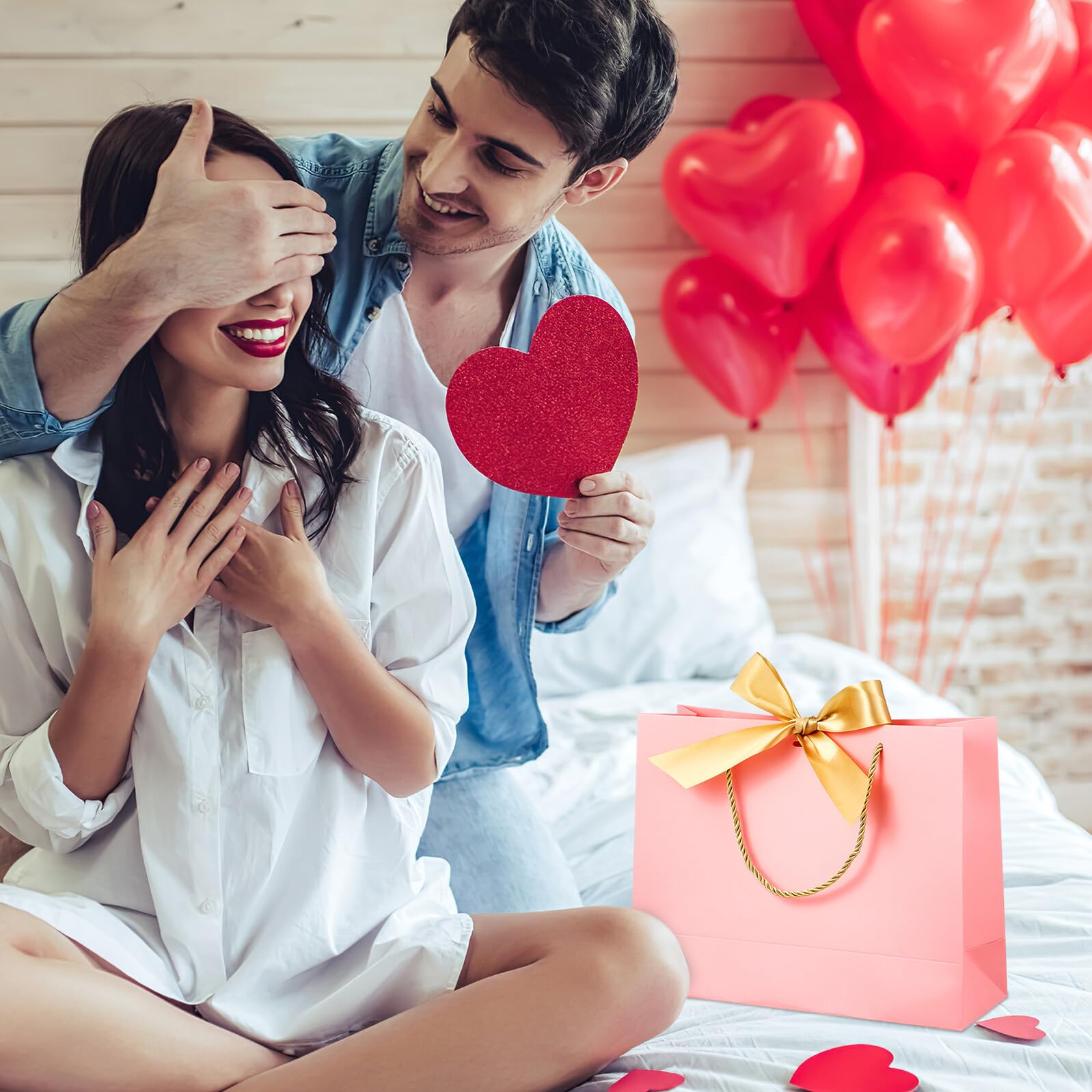 HANABASS 10 Stück Geschenktüten aus Papier mit Schleifen Weiß für Partys Hochzeiten Geschenke Einkäufe Umweltschutz und Vielseitigkeit
