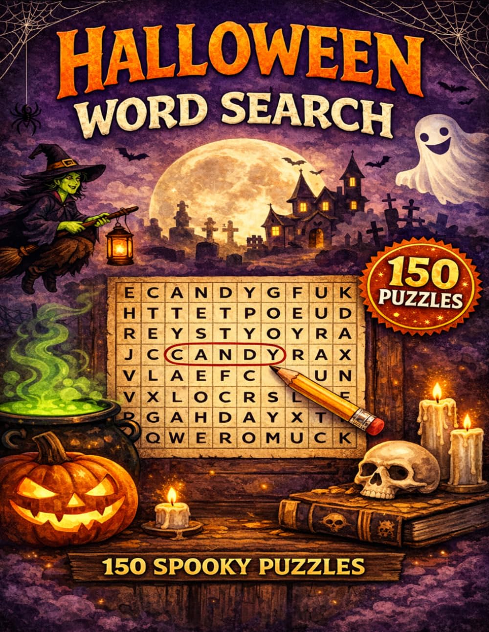 Halloween Word Search for Adults: 150 Spooky & Fun Puzzles – Large Print for Stress Relief & Relaxation