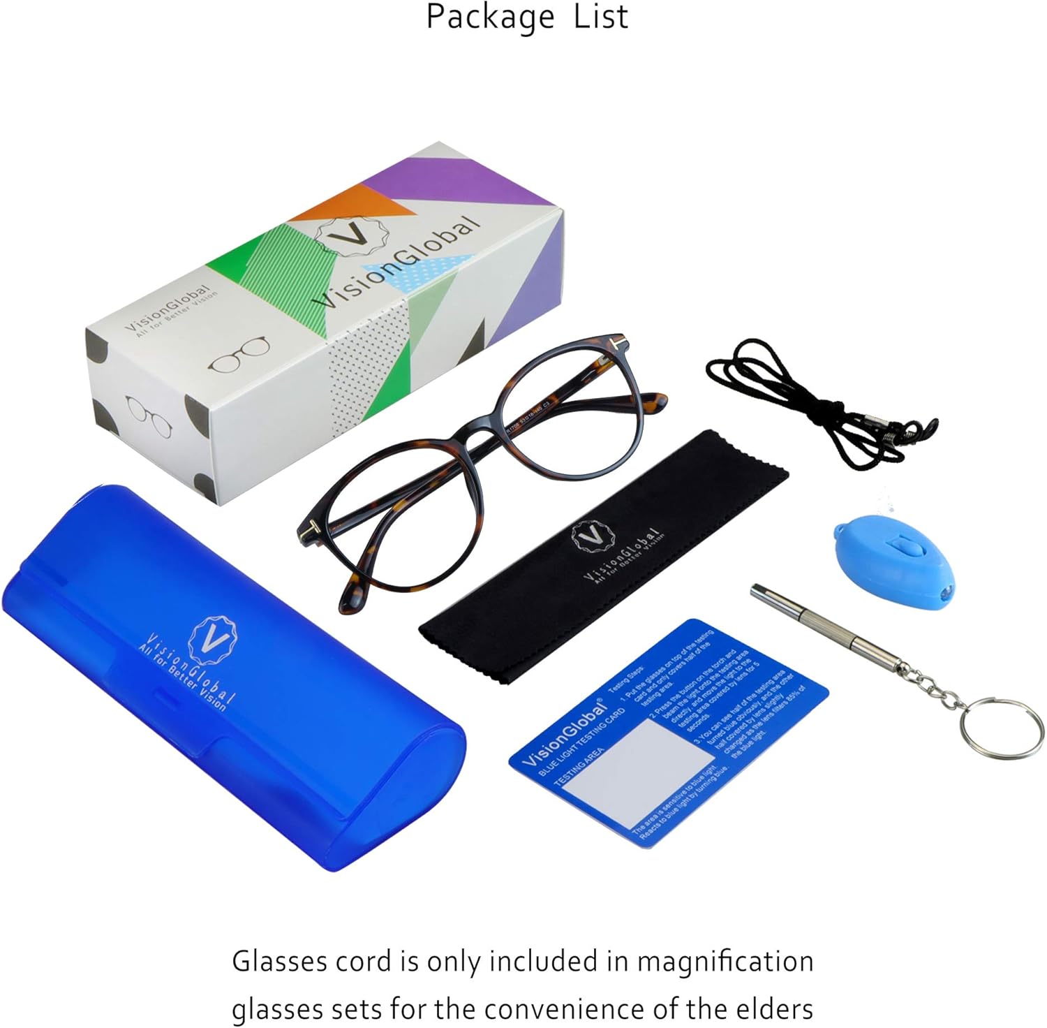 VisionGlobal Blue Light Blocking Glasses for Women/Men, Computer Reading, TV Glasses, Anti Glare