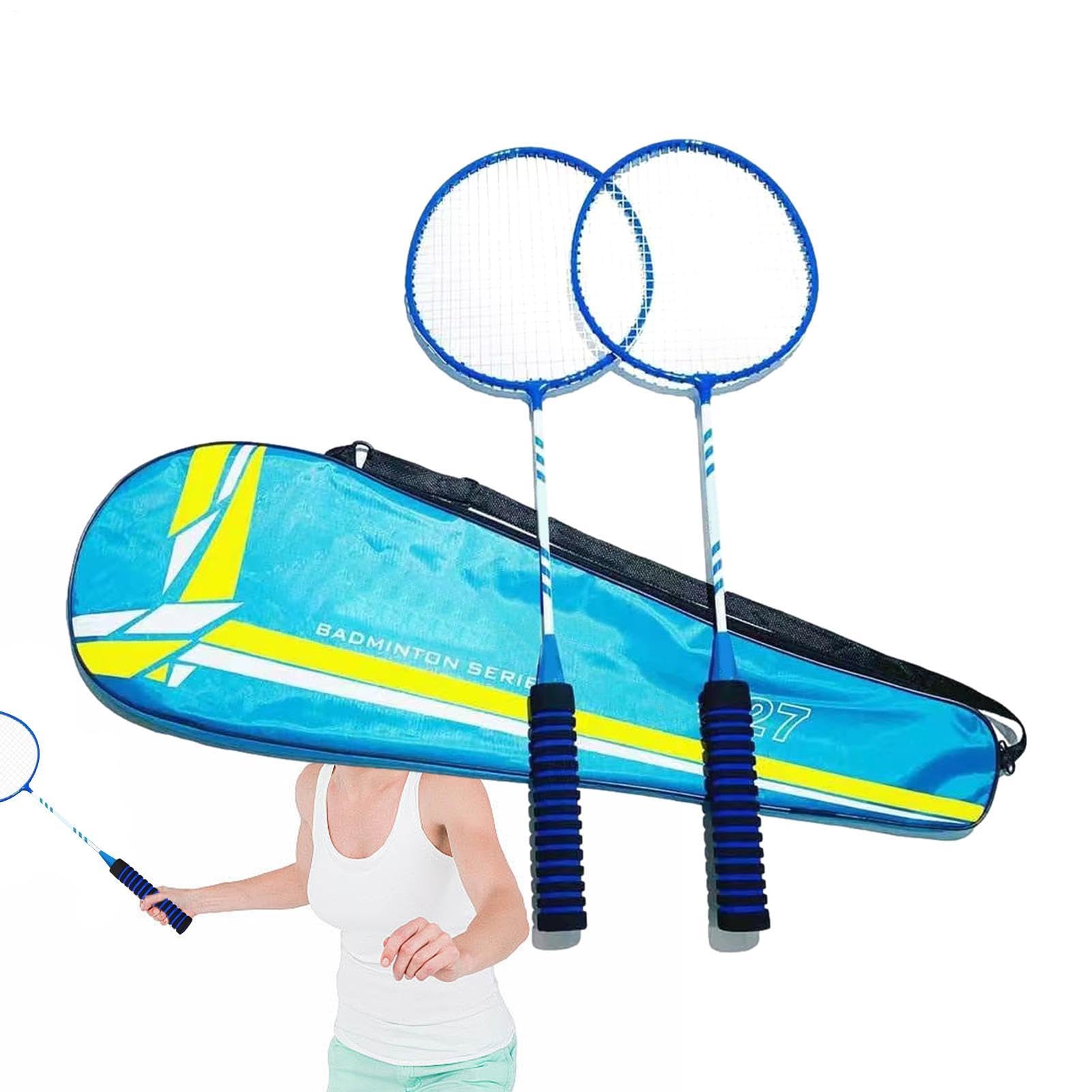 Set di Racchette da Badminton,Set di ricambio per Racchette da Badminton | leggere per 2 giocatori | Racchette elastiche e antiscivolo, attrezzatura per spiaggia, giardino, f