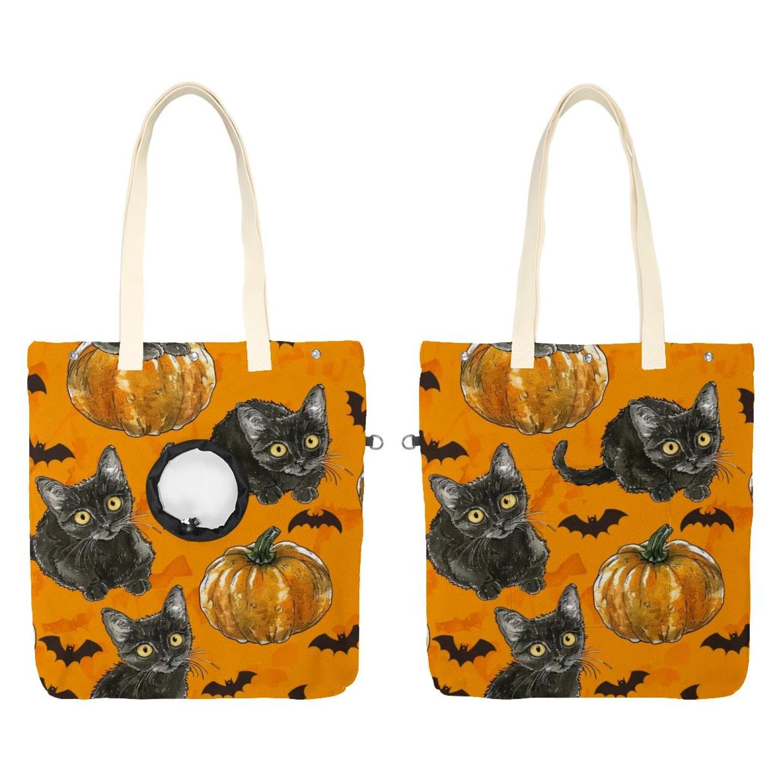 Sac à bandoulière en toile pour animal Show Head style citrouille double ouverture