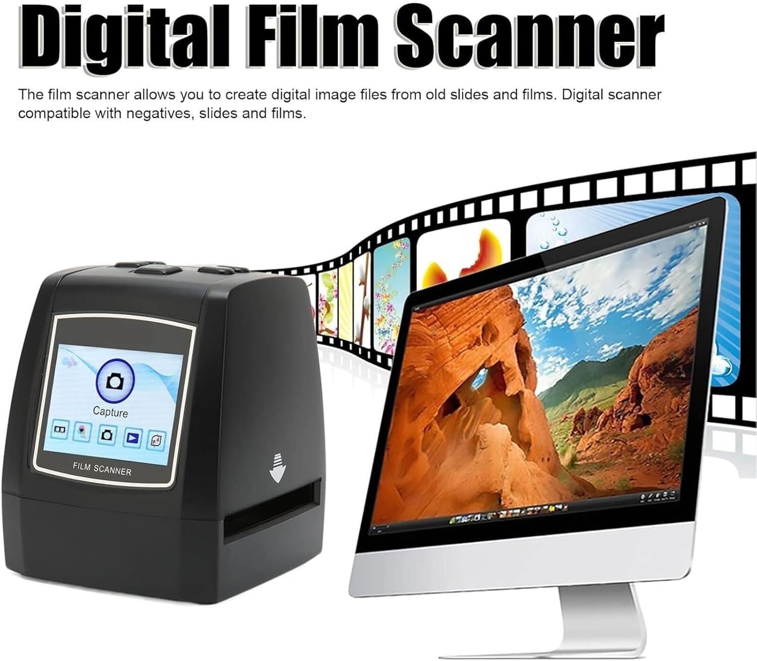 Mini Digital Film Slide Scanner, Photo Scanner, can Convert 135, 126kpk, 110, 8, Monochrome Slides to 220,000 Pixel JPEG Images