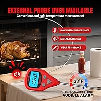 Vista 6 de Termómetro digital recargable para carne con sonda externa de 3.3 pies, alerta de advertencia, termómetro de alimentos de lectura instantánea