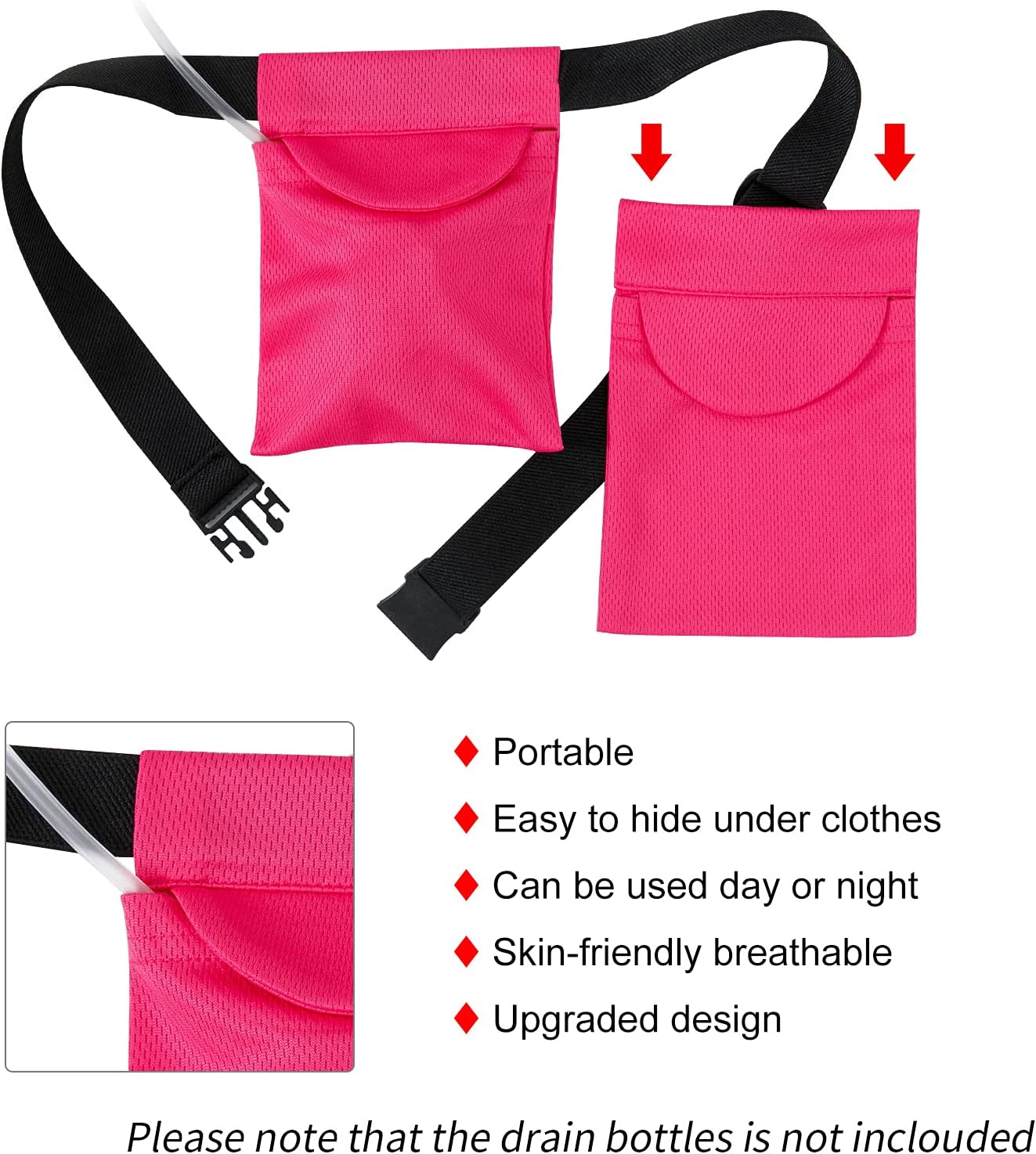SUCONBE Adjustable Mastectomy Drain Drainage Pouch with Shower Bag for Breast Surgery Mastectomy Breast Reduction Augmentation Post-Surgery Recovery Support Patient Care Kit (Rose red) : Health & Household