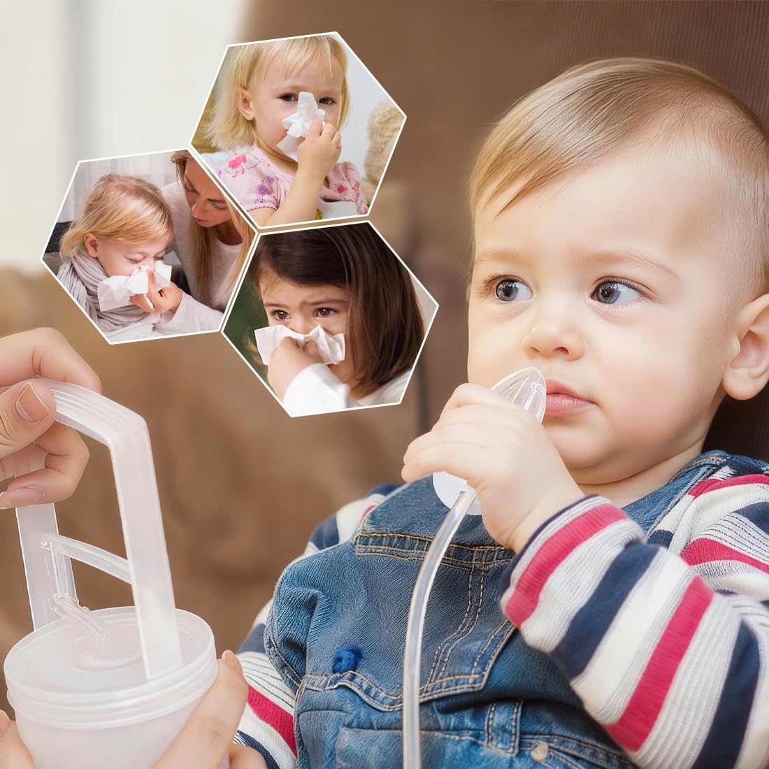 Aspirador Nasal Manual para Bebés, Limpiador Nasal Portátil, Succionador de Mocos con Bomba de Silicona Suave, Aspirador Nasal de Viaje