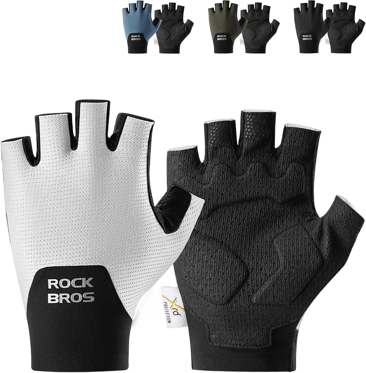 Guantes de ciclismo ROCKBROS PORON XRD con absorción de impactos | Acolchado PORON XRD, Espalda de Malla Transpirable, Puntas de los Dedos con Pantalla táctil, Logotipo Reflectante, MTB, Bicicleta de Carretera, Gimnasio, Motocicleta, Hombres y Mujeres