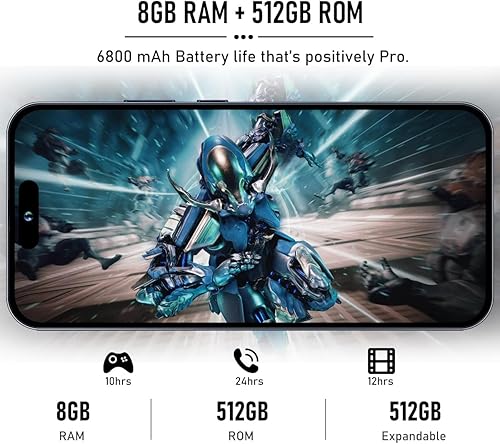 Miniatura 6 de Deeptick I15 PROMAX Teléfono Android desbloqueado 2023 Android 13 Teléfono celular con diseño dinámico de titanio de isla 8GB+512GB Teléfonos