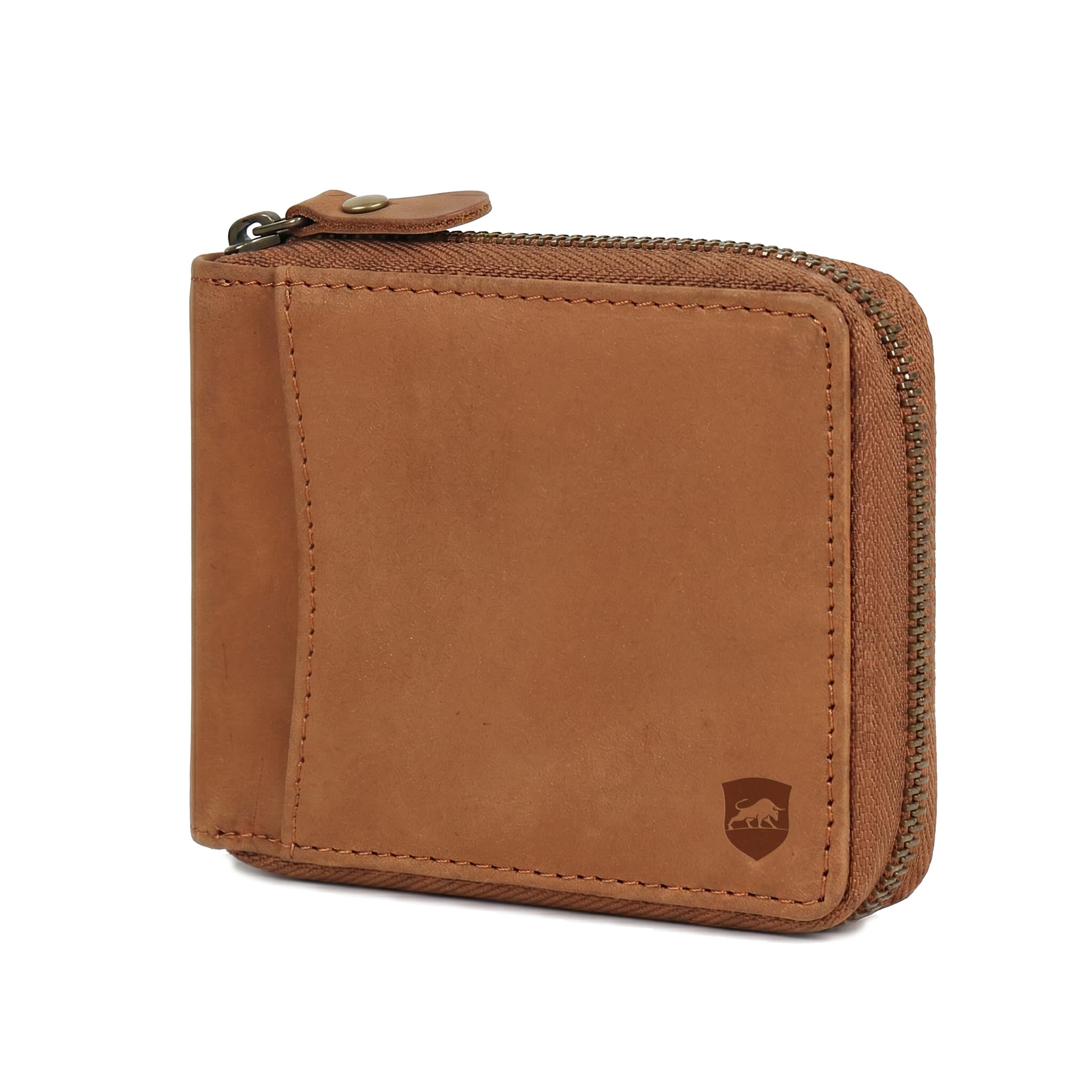 Zip Around Bifold Wallet with RFID Blocking, Multiple Card Slots, Coin Pocket, Cash Compartment, Quick Access Card Slot | Premium Leather Wallet with Gift Box-image-4