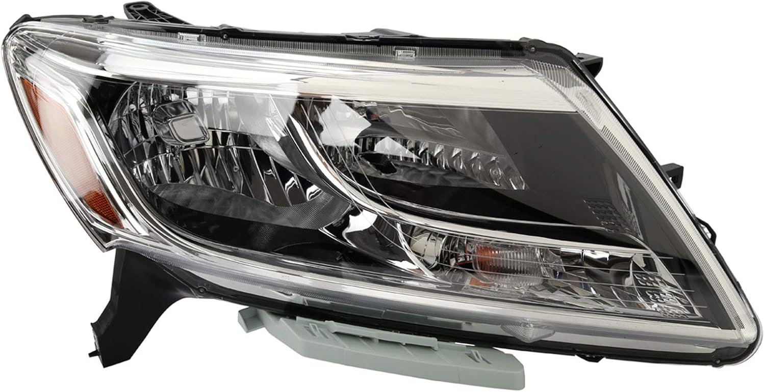 TRQ Passenger Side Headlight Assembly Halogen Black Bezel Chrome Trim Compatible with 2013-2016 Nissan Pathfinder NI2503221