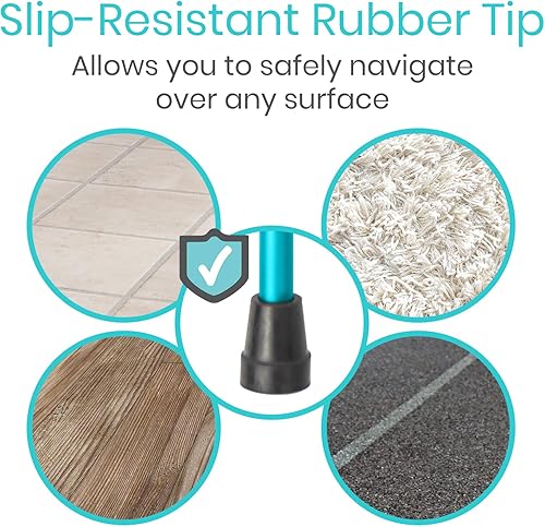 Miniatura 5 de Vive - Bastón de caminar con agarre compensado patentado, ayuda ligera y ajustable para caminar con una punta antideslizante, ayuda de movilidad de