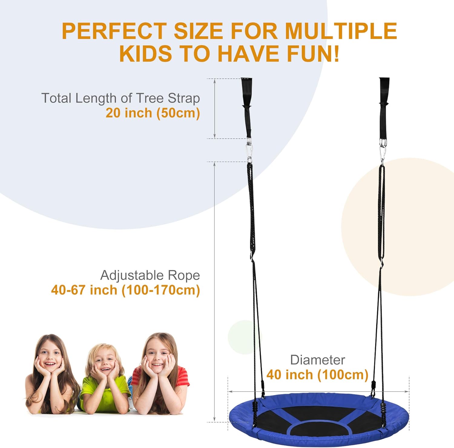 🔥 Cavinal 40” Flying Saucer Tree Swing Set, Kids Indoor Outdoor Round Mat with Adjustable Hanging Tree Straps & Stainless Carabiners, 660lb Weight Capacity, Backyard, Playground, Easy to Install, Blue Product Deal Cavinal 40” Flying Saucer Tree Swing Set, Kids Indoor Outdoor Round Mat with Adjustable Hanging Tree Straps & Stainless Carabiners, 660lb Weight Capacity, Backyard, Playground, Easy to Install, Blue