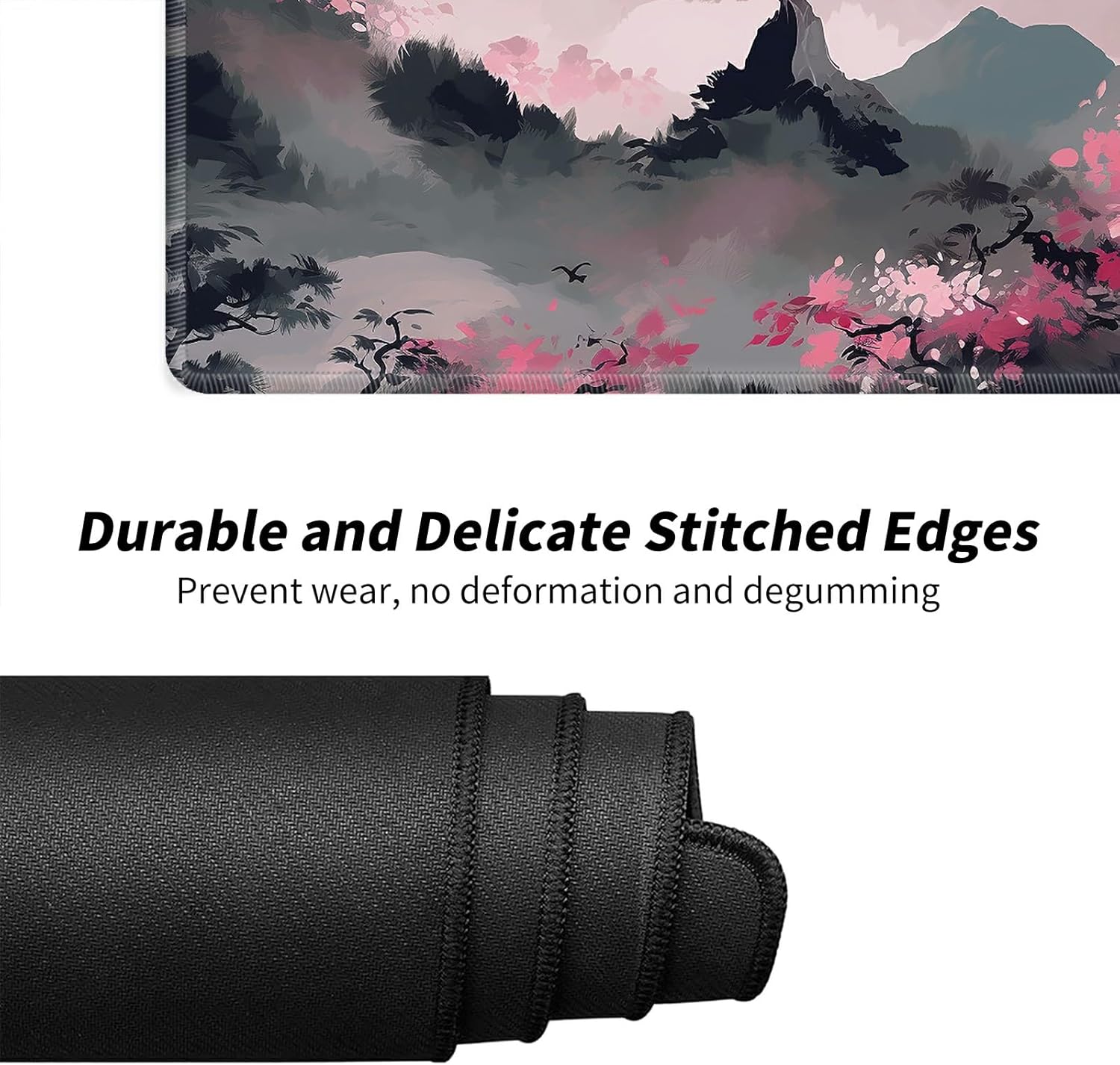 Mountains with Pink Flowers for MTG & TCG Playmat Mouse Pad,BFDHGQZC 24" x 14" Game Mat for MTG/RPG/CCG Trading Card Game Playmats Table Mat Perfect for Card Games Video Games Computer Office