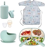 Vista 1 de Suministros de destete LED para bebés, juego de alimentación de silicona para bebés, platos para tazón de bebé con ventosa, cuchara, tenedor