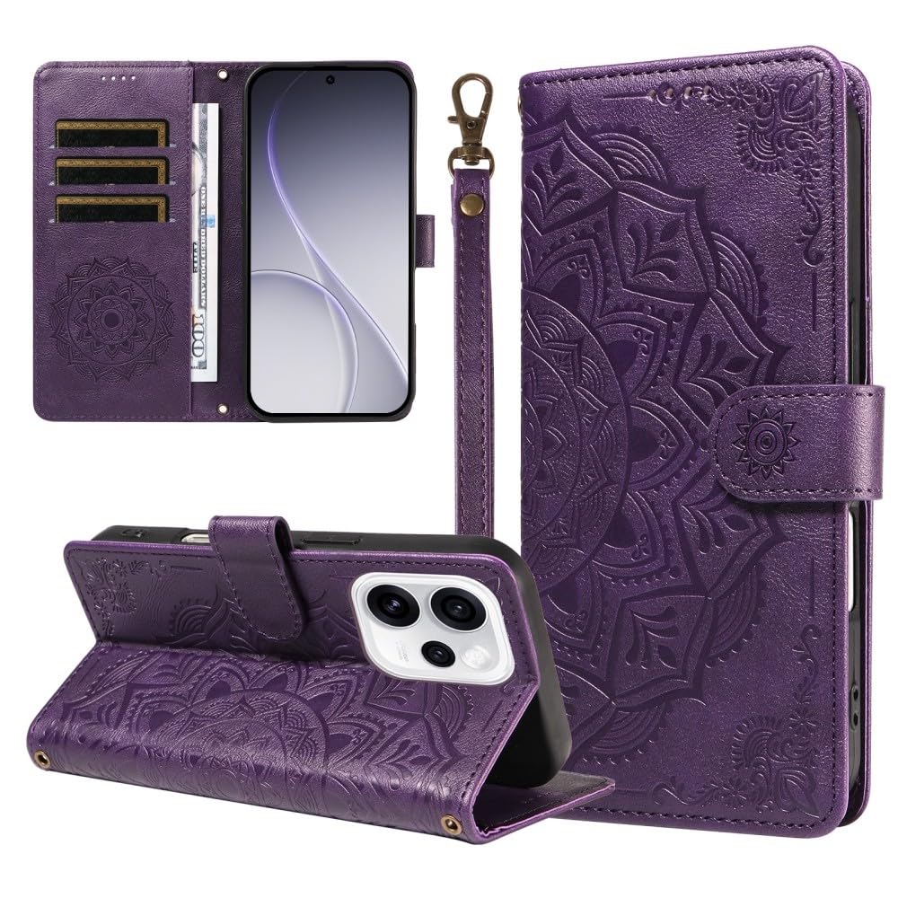 Funda OPPO Reno 15F libro morada carcasa cartera con tarjetero soporte 6