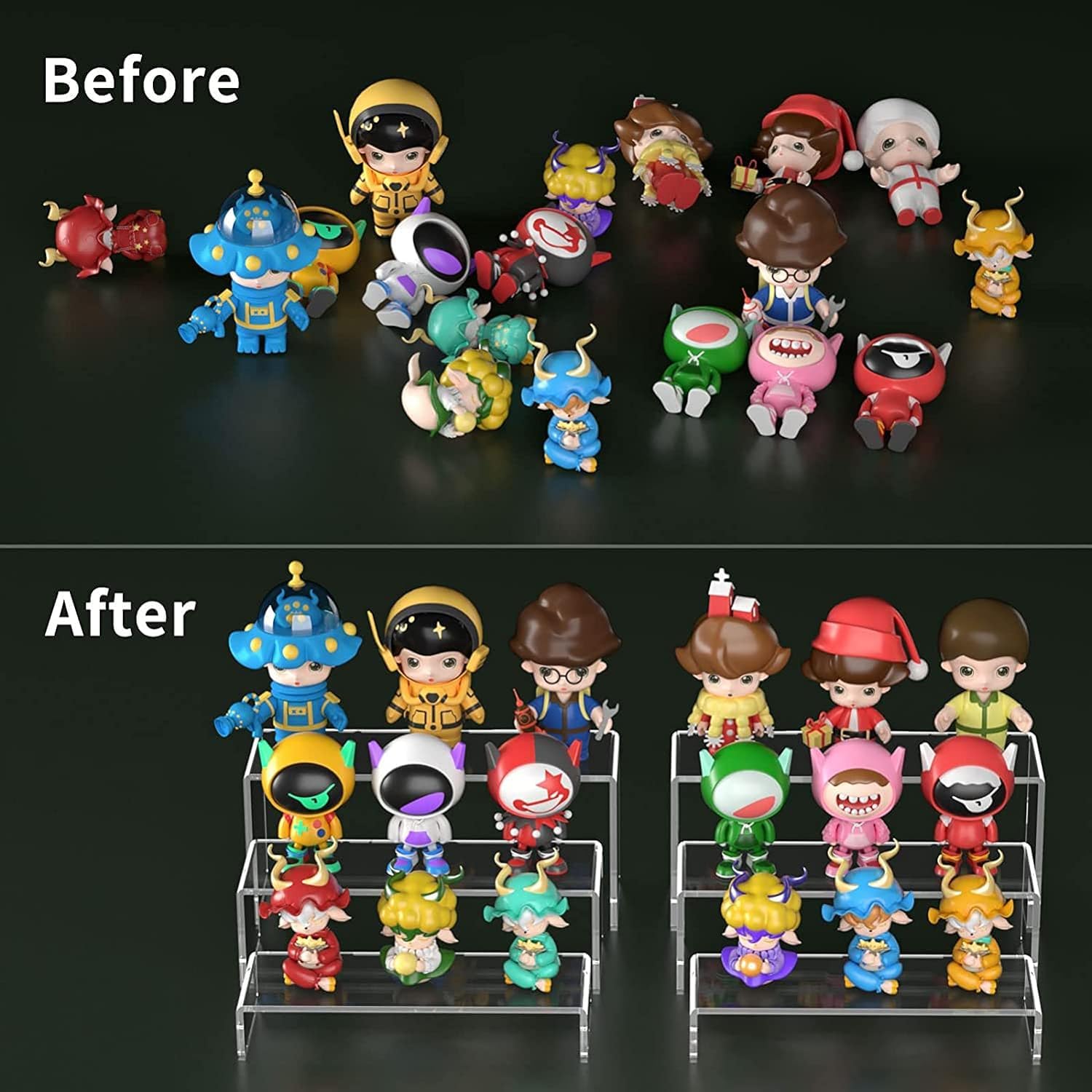 BIGIMALL Acrylic Display Stand for Shop | Showroom | Shopping Mall | Complex Standard Size 3 Step Acrylic Display Stand for Shoe, Bags, Nail polish, Cupcake, Toys, Collectible, Luxury Goods 1 2