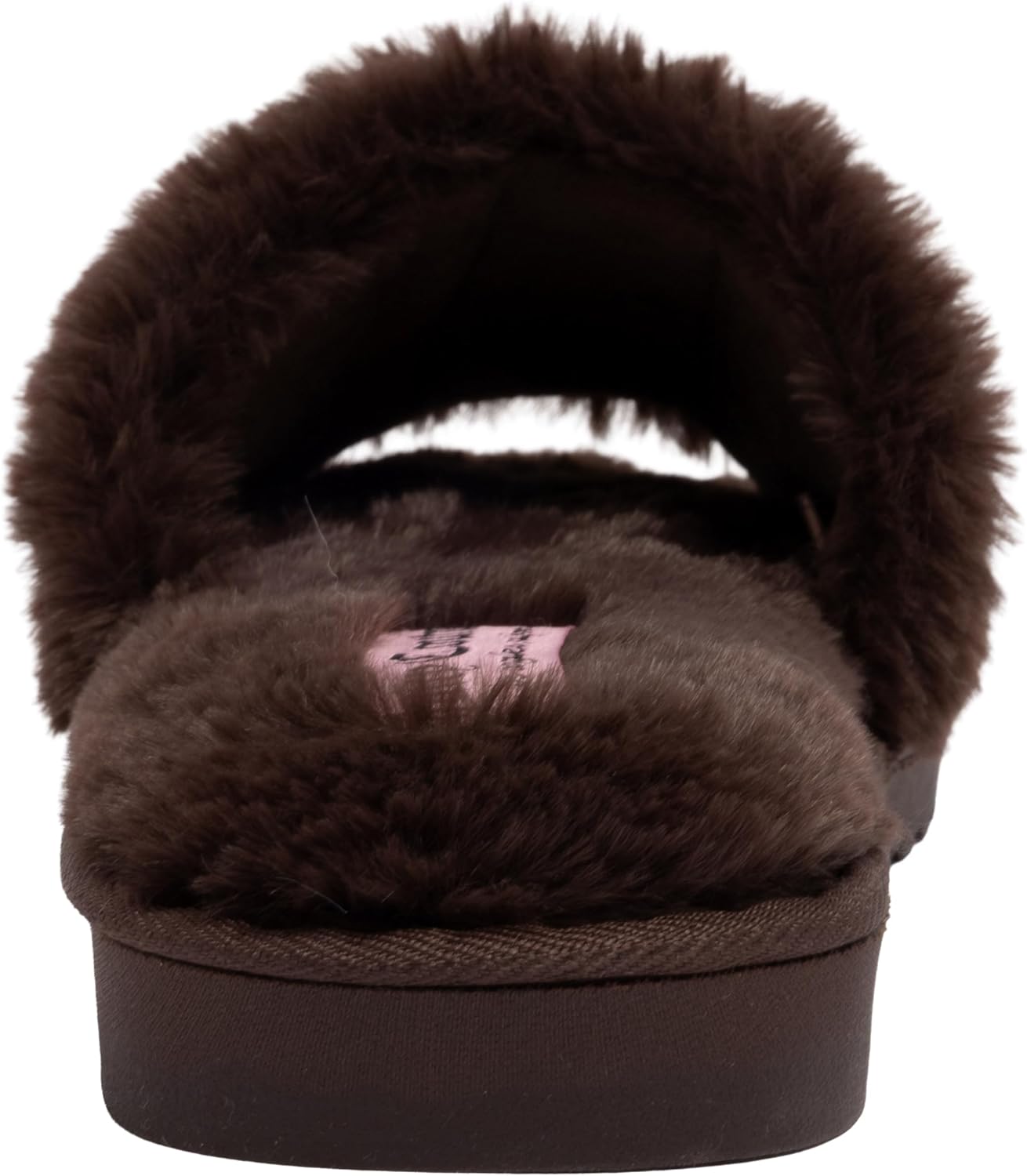 Juicy Couture Women's Faux Fur Slide Sandal Slippers, Open Toe, Comfortable Indoor Outdoor House Shoes