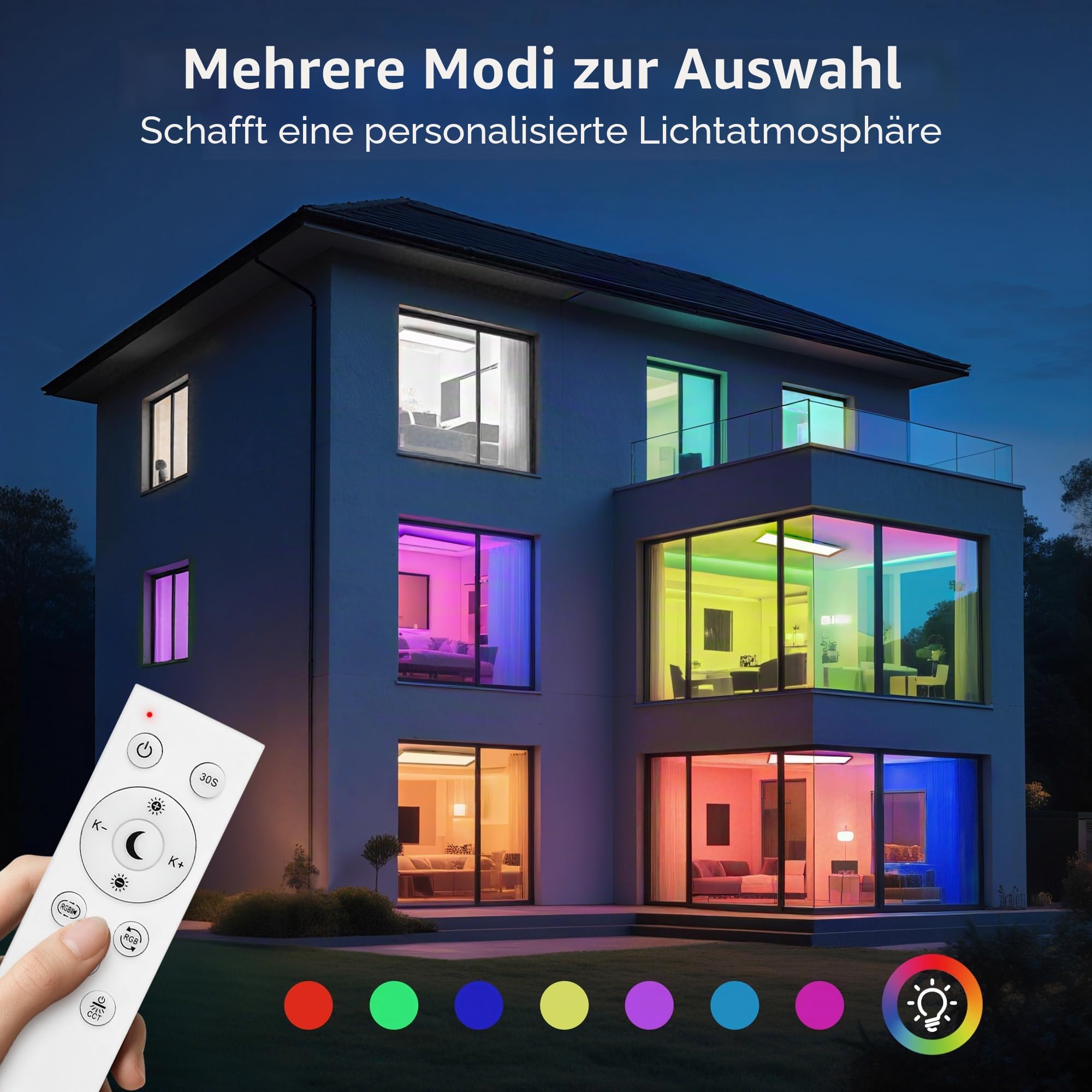 YindaLux 2er LED Panel 120x30cm mit RGB-Backlight 40W 4000lm Dimmbar Weiß | 2700–6500K einstellbar, Fernbedienung, Nachtlicht, Speicherfunktion, flache Bauform, für Küche, Büro, Wohnzimmer