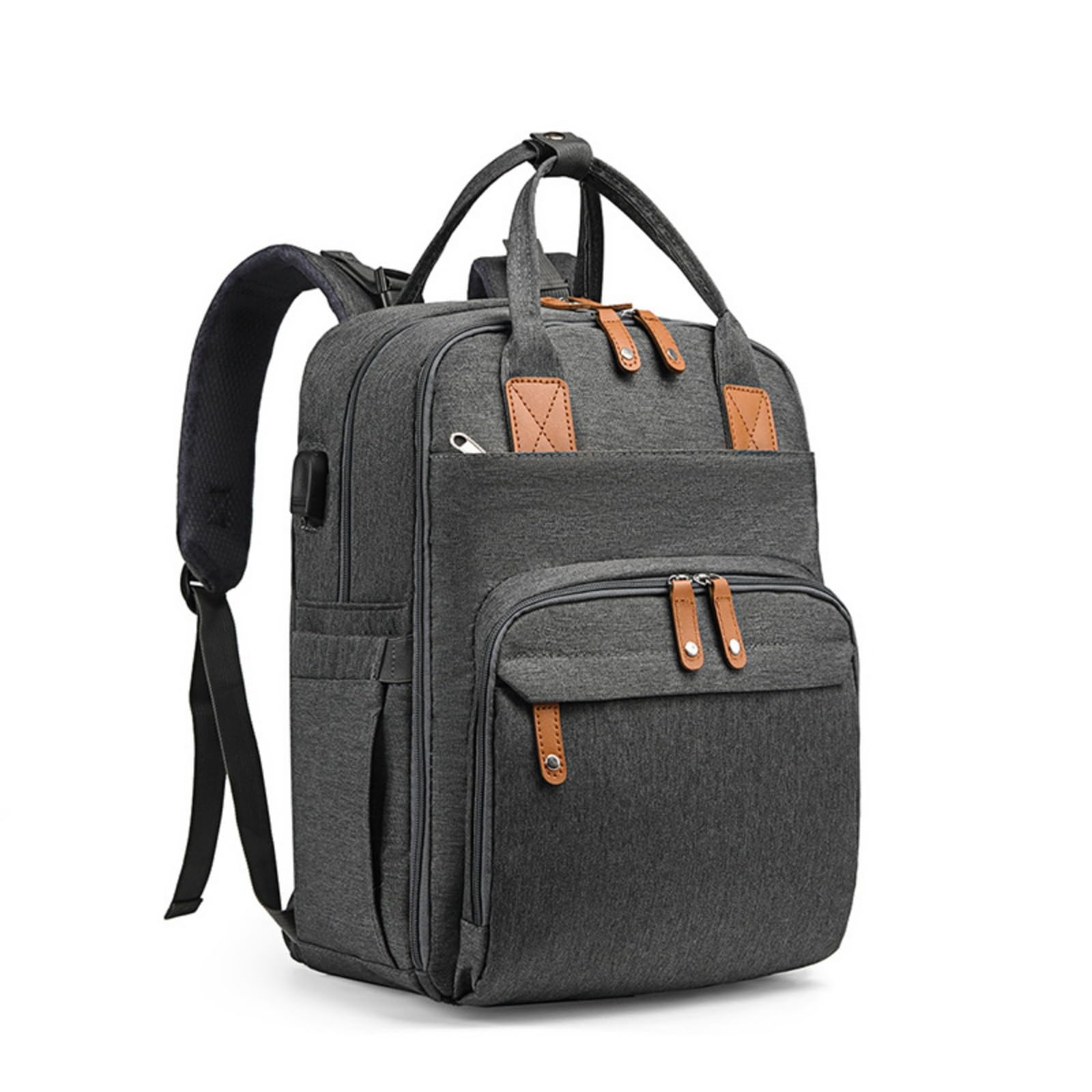 Zaino Fasciatoio con Lettino Pieghevole Portatile Zaino Fasciatoio con Lettino Resistente per Mamme, Neonati, Grigio, Grigio Scuro
