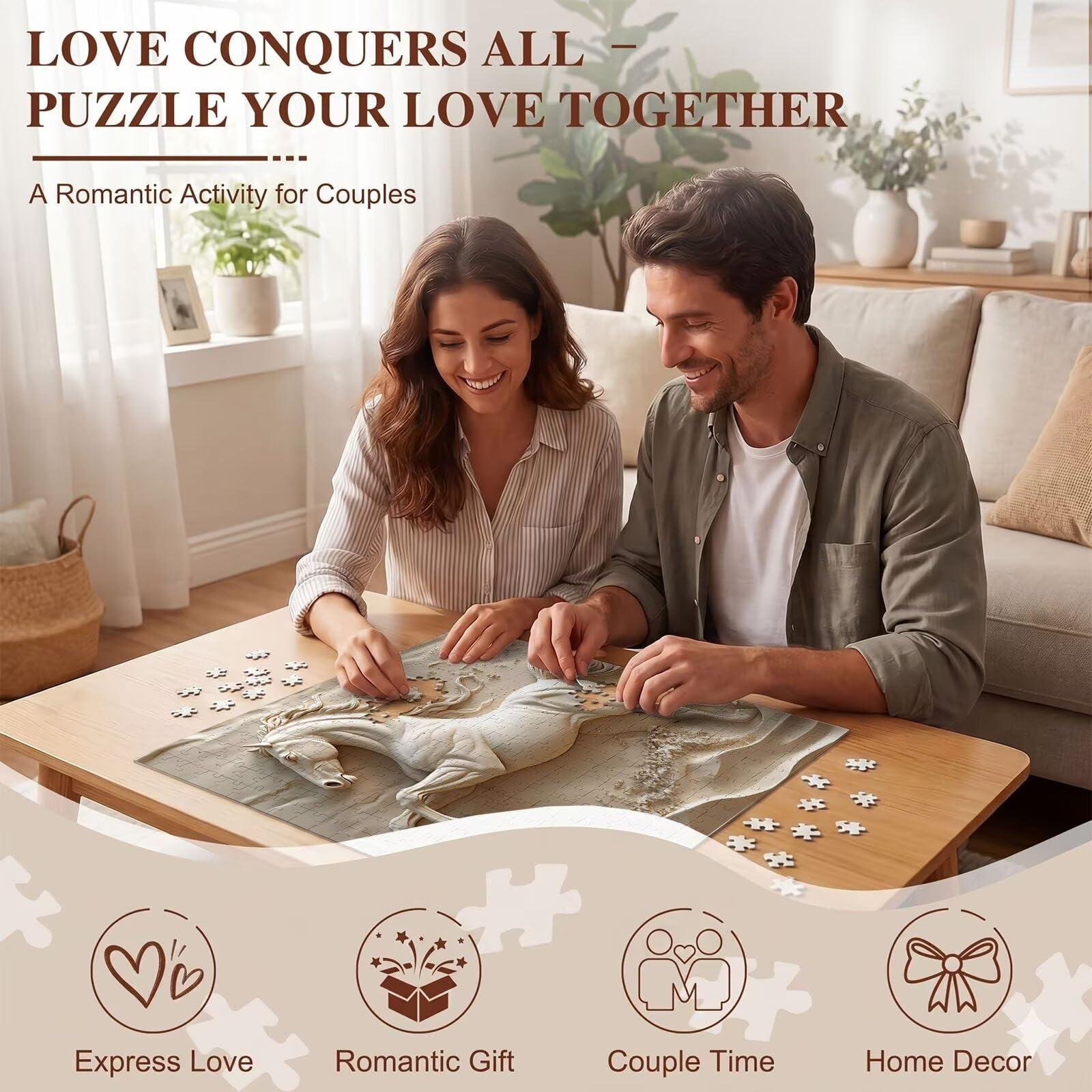 Puzzle 6000 Pezzi Classici, Puzzle cavallo statua 179 x 105 cm, Gioco Educativo e Antistress in Legno con Poster Incluso, Ttività DIY per Famiglia, Regalo per Appassionati, Decor Parete Casa, f0-652