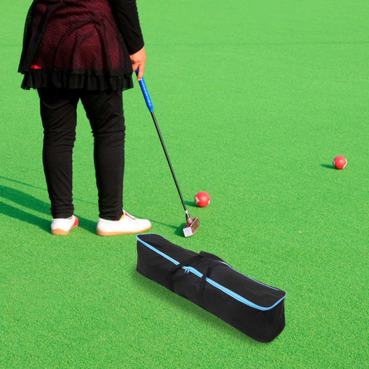 Croquet Mallet Bag Adjustable Oxford Cloth Mallet Storage Pouch Foldable Croquet Stick Carrying Case for Sports Travel