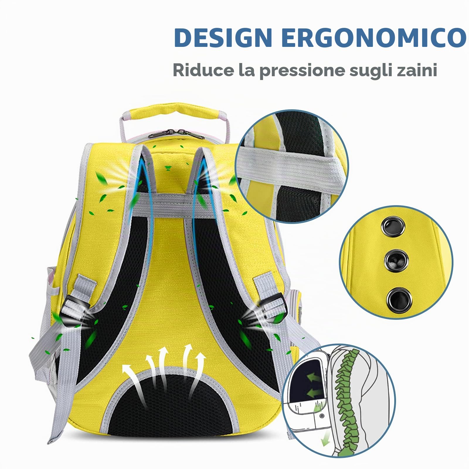 PETCUTE Zaino a Capsula Spaziale per Animali Domestici, Trasparente Zaino per Gatti e Cani con Cinturino di Sicurezza Interno,Tappetino Rimovibile,per Viaggi, Escursioni,Passeggiate,Giallo