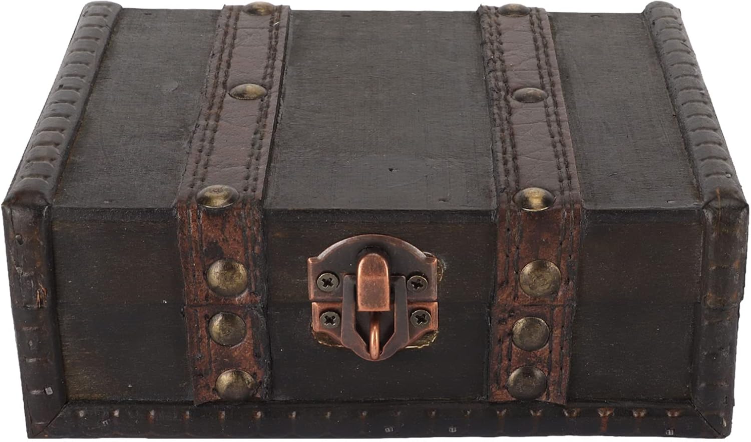 Vintage Jewelry Box, Black Wooden Jewelry Box with Lid and