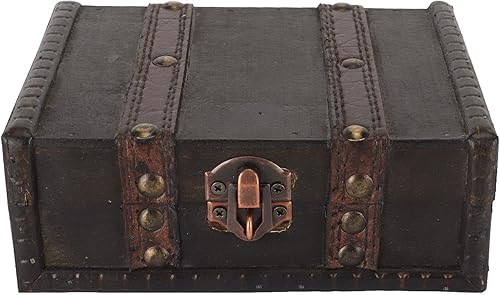 Miniatura 8 de Cofre de madera con cerradura Pequeña caja de almacenamiento decorativa de la vendimia