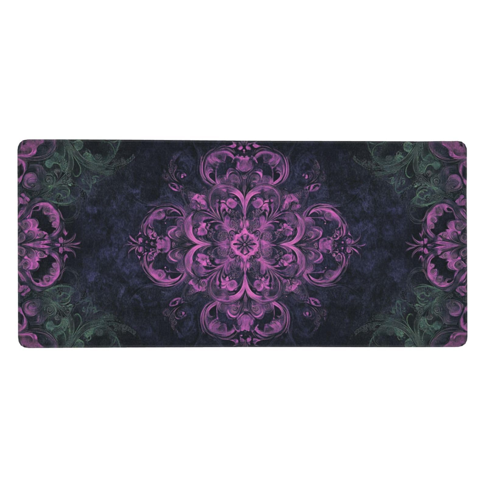Tappetino Mouse XXL Fiore & Viola, 100 x 50 cm Tappetino da Scrivania G446 | Tappetino per Mouse, Base in Gomma Antiscivolo, Superficie Impermeabile, Bordi Cuciti, Tappetino Scrivania per Ufficio, Gioco