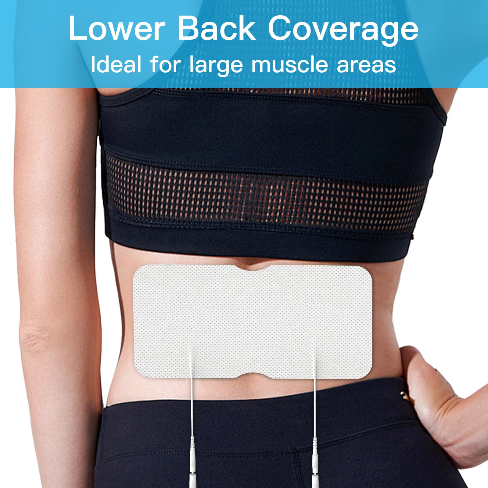 DOMAS Large TENS Pads for Lower-Back Pain Relief, Compatible with TENS 7000 and Other 2.0mm Pin Units, 4"×8", Dual-Lead, Reusable, Latex-Free, 4-Pack — Amazon image 2