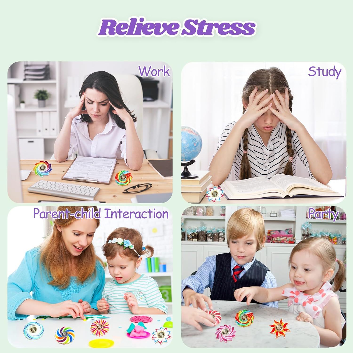 Funny Mini Fidget Spinner Toys 24 Pack,Party Favors Easter Basket Goodie Bags Stuffers Gifts for Kids Adults,Sensory Toys for Boys Girls Anxiety Stress Relief,Treasure Box Toy Classroom Prizes