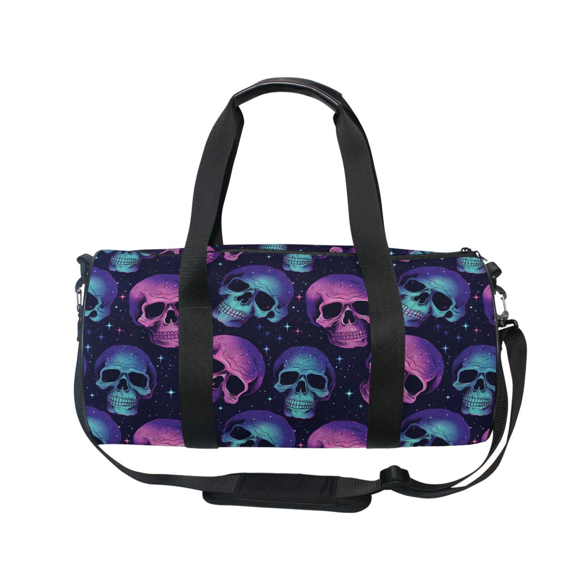 MNSRUU Sports Duffel Bags, Gothic Skull Athletic Gym Bag Overnight Workout Travel Tote Luggage for Men Women Yoga