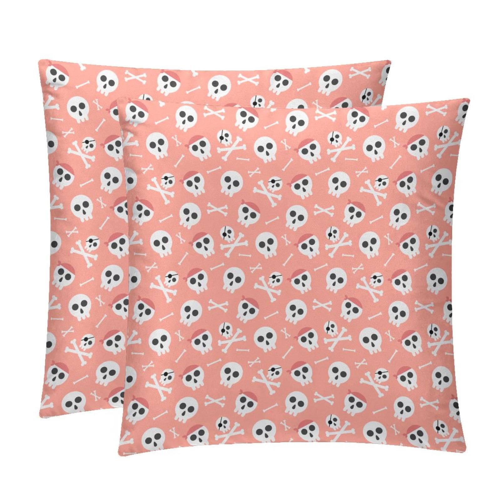 TDGKPZ Pink Skull Throw Pillow Cases 2 Pack Pillowcases Zipper Cushion Covers For Bedroom Living Room 50x50cm