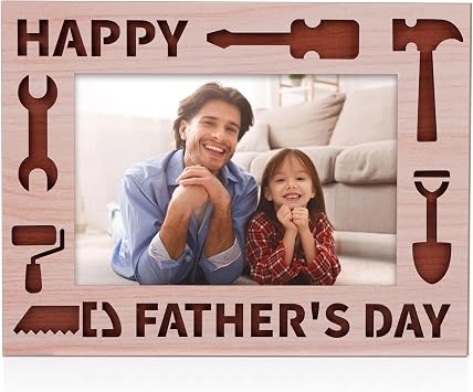 WaaHome Father Day Picture Frame Happy Fathers Day Gift for Dad from Daughter Son Kids, Wood Dad Photo Frame Gifts for Dad New Dad Father Grandpa Papa Grandfather