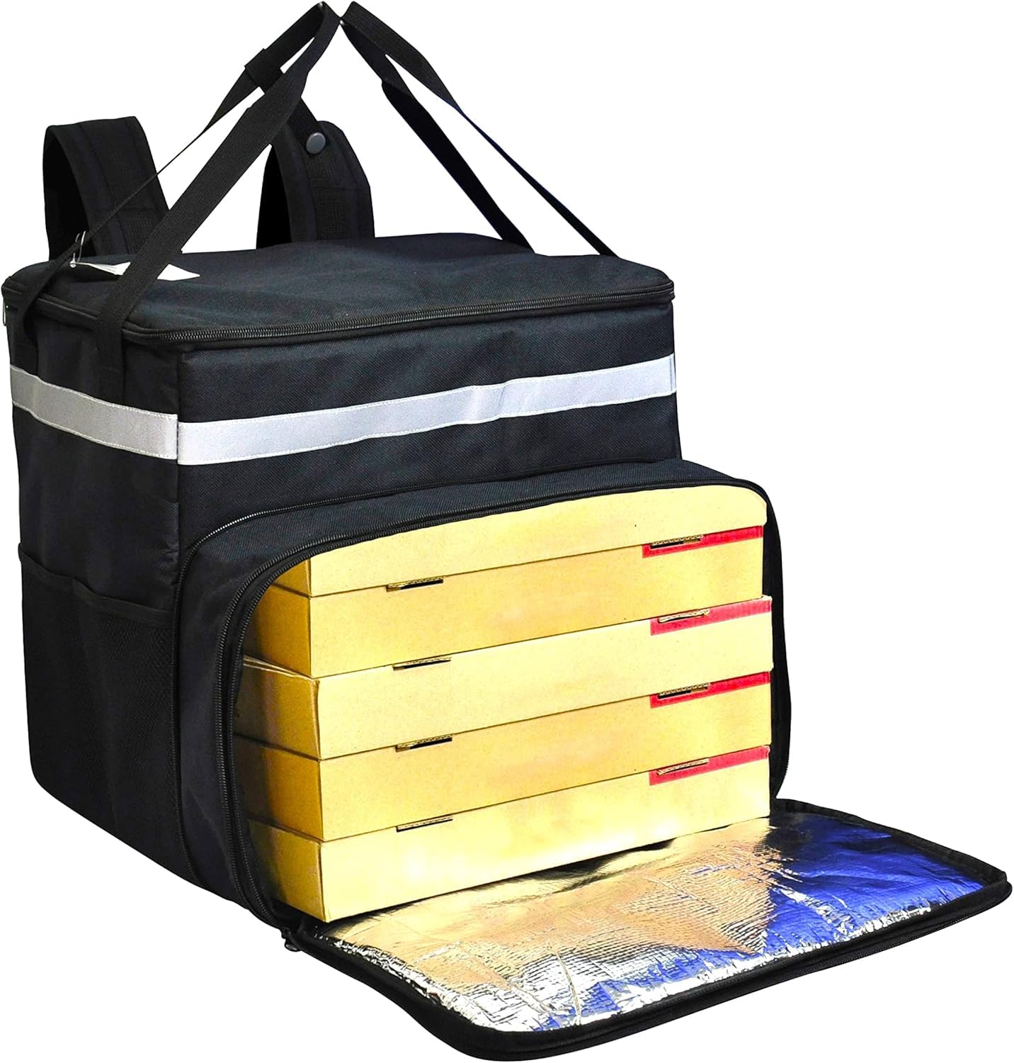 Pizza lieferrucksack Wasserdichten Isolierter Lieferrucksackisolierter erweiterbarer heißer Tasche Große Kühltasche mit reflektierenden 1680D Oxford für Pizza für Ausflug, Camping