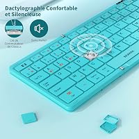 seenda Összecsukható Bluetooth Billentyűzet - Kék, Hordozható Vezeték Nélküli AZERTY Numerikus Billentyűzettel, iOS Android Windows iPad Tab 4