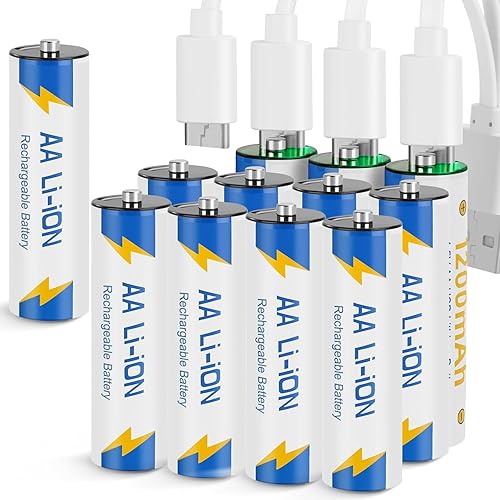 TEMIBATT 1.5V USB-C Rechargeable AA Lithium Battery - 1200mAh High Capacity, 120