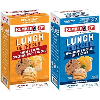 Bumble Bee Lunch on the Run Bulk Bundle 8 Total Kits - Original Tuna Salad and Classic Chicken Salad with Crackers, Fruit, and a Cookie - Ready to Eat Protein Kits