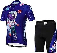 Weimostar Kids Padded Cycling Jersey Shorts Set - Breathable Boys Bike Suit for MTB Riding