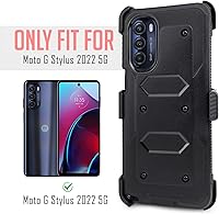 Vista 2 de Funda diseñada para Motorola Moto G Stylus 5G 2022 con protector de pantalla integrado, clip giratorio para cinturón, función atril, funda
